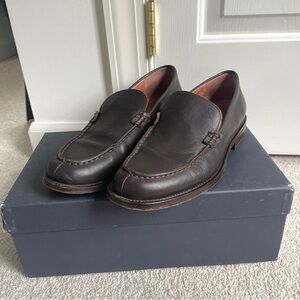 J. Crew brown, leather sole slip-on loafers, size 10 men’s.